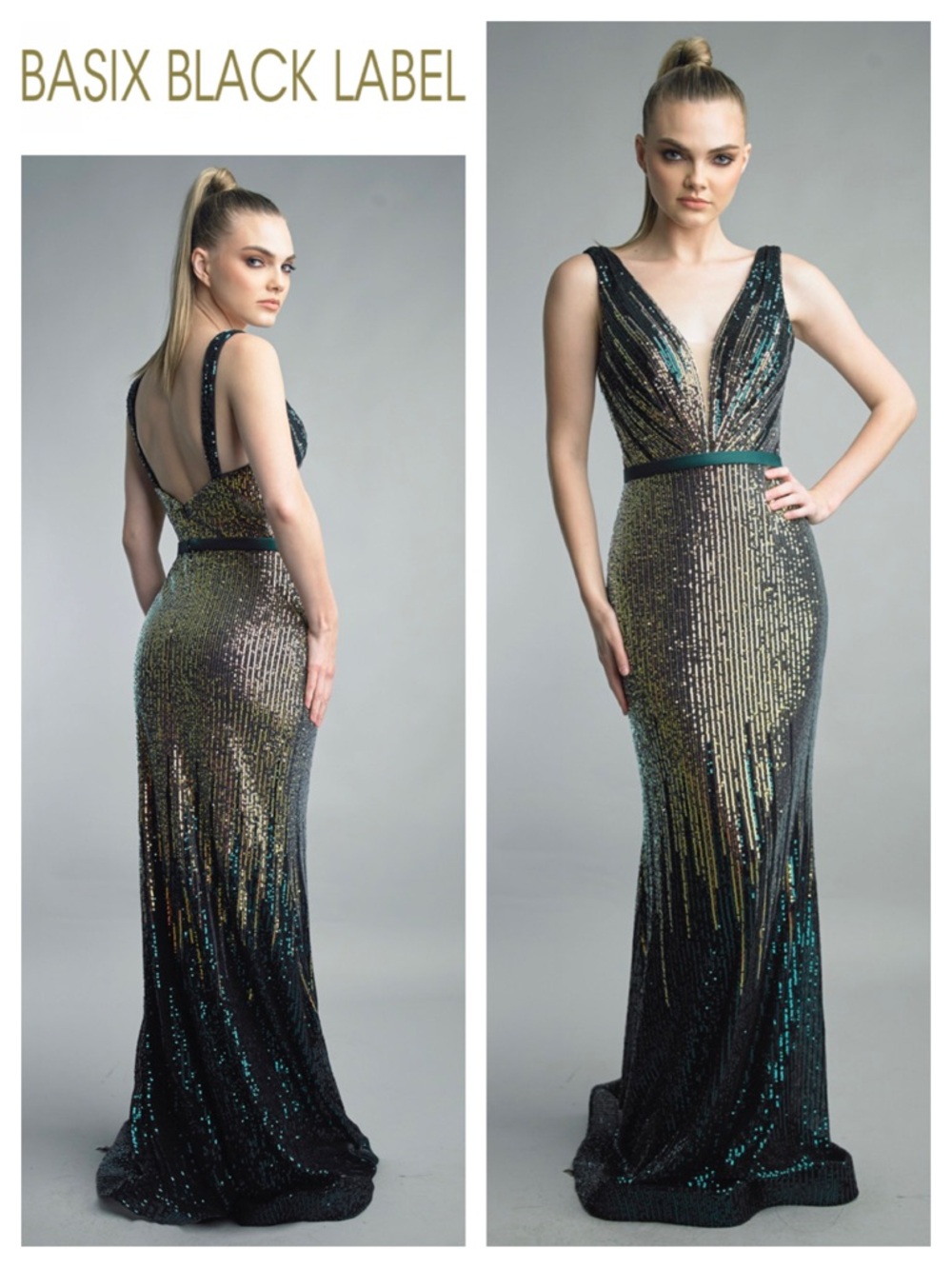BASIX BLACK LABEL Sleeveless Ombre Sequin Gown